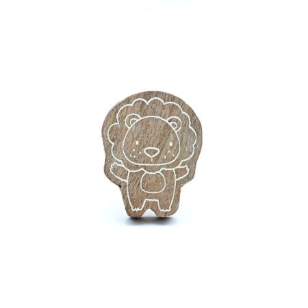 Kids Handmade Mango Wood Lion Knob